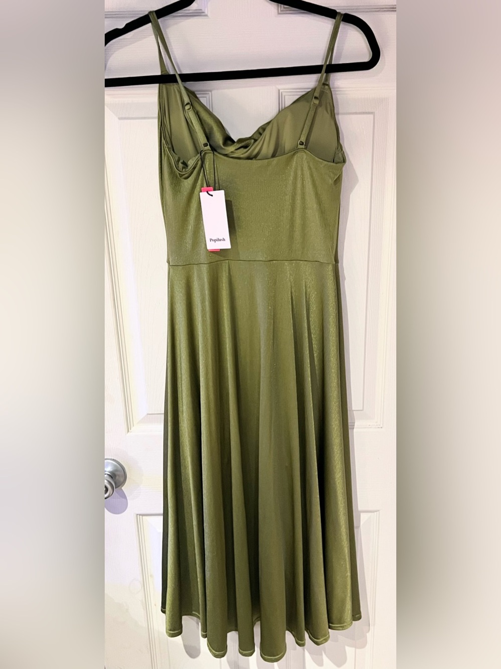 Popilush Shapewear Cowl Neck Midi Cocktail Dress Size Small NWT - Picture 6 of 7